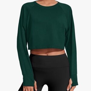 Womens Long Sleeve Cropped Workout Top